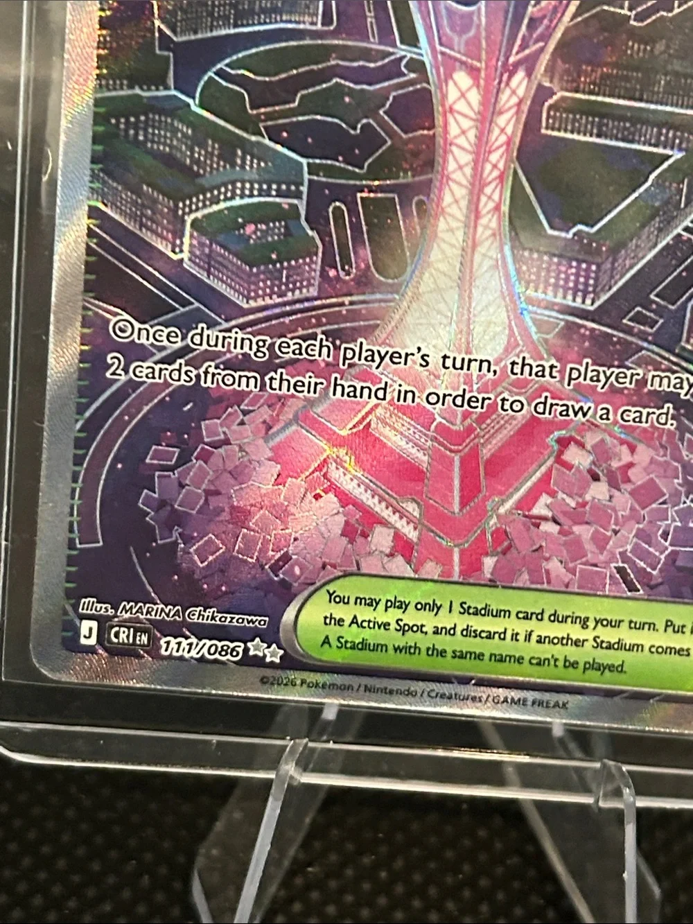 Pokemon Prism Tower 111/086 Full Art Trainer Holo from‎ Chaos Rising Set M/NM